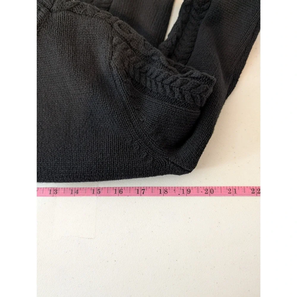 C Wonder Black Cable Knit Studded Cardigan Sweater XXS Gold Buttons Pockets - Picture 9 of 13